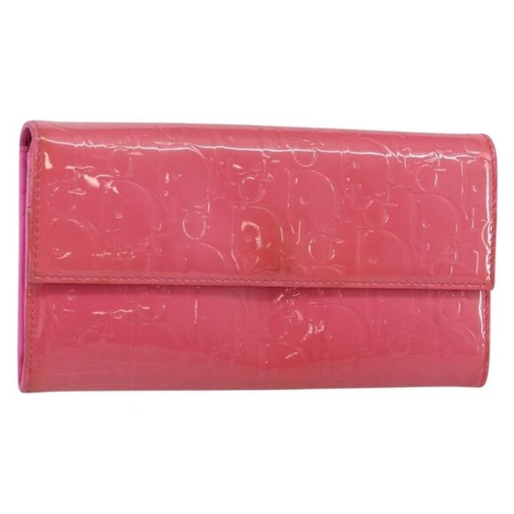 Christian Dior Trotter Canvas Wallet Enamel Pink Auth 146802 - Picture 1 of 16